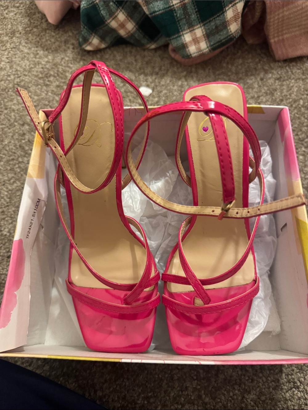 Forever 21 Hot Pink Strappy Square-Toe Block Heels
